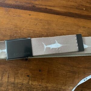 Columbia PFG Web Belt Swordfish Marlin Khaki White XL